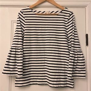 COPY - Super Cute J. Crew Black and White Striped Shirt With Fun Bell Sleeves! …